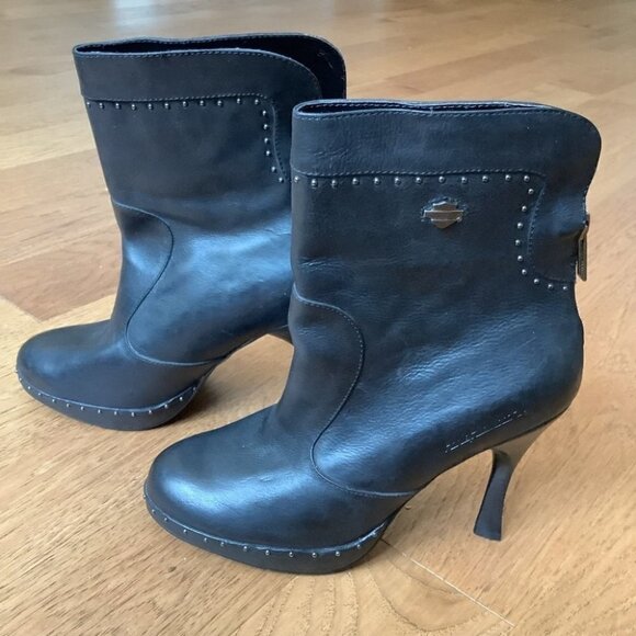 HARLEY DAVIDSON LEATHER STUDDED BOOTS NWOT - Picture 4 of 8